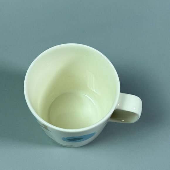 Marimekko Oiva Unikko Mug Cup Blue Bronze White Stoneware Floral - Picture 2 of 7
